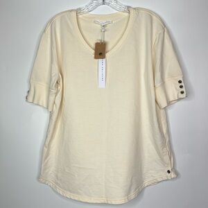 June + Delancey Vneck Short Sleeve Blouse Size Medium NWT